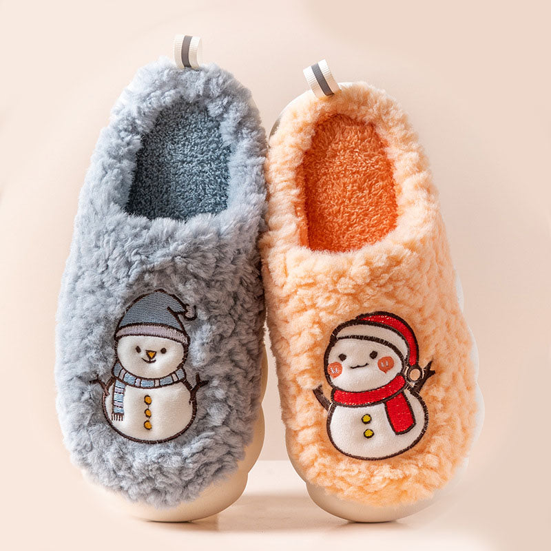 Pluche sneeuwpop pantoffels met dikke antislipzool
