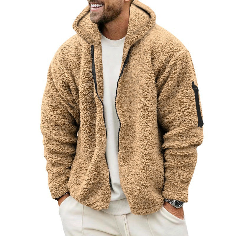 Teddy jas heren met capuchon, omkeerbaar en warm