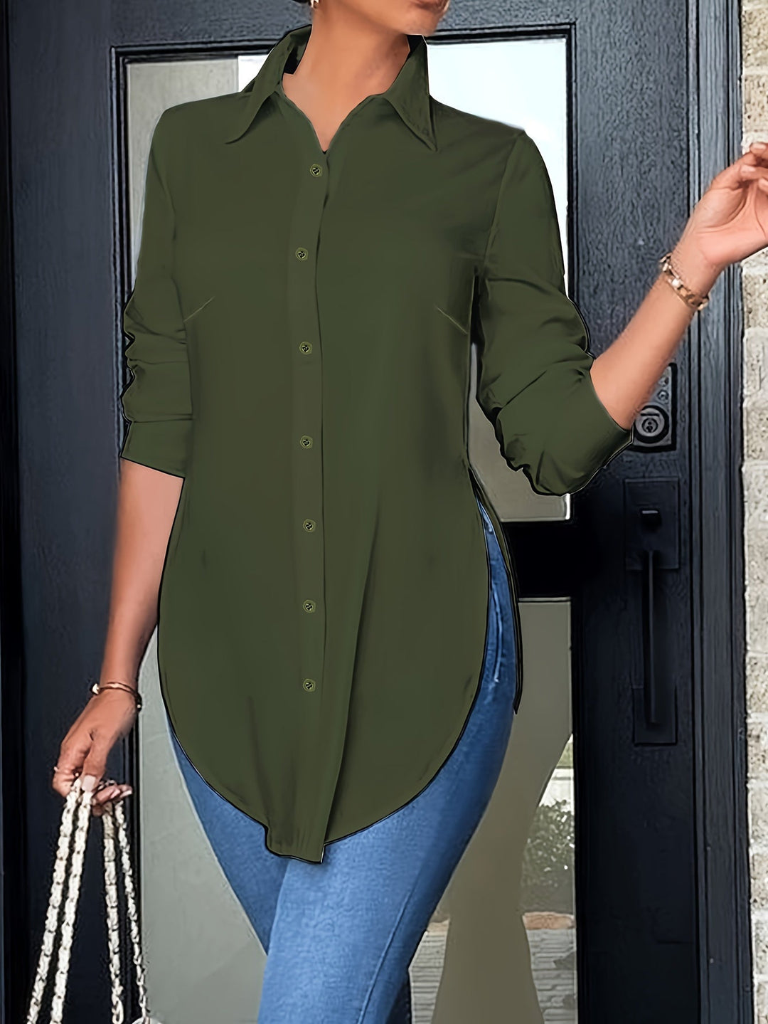 Quinn | Verfijnde Knop-Voorkant Blouse