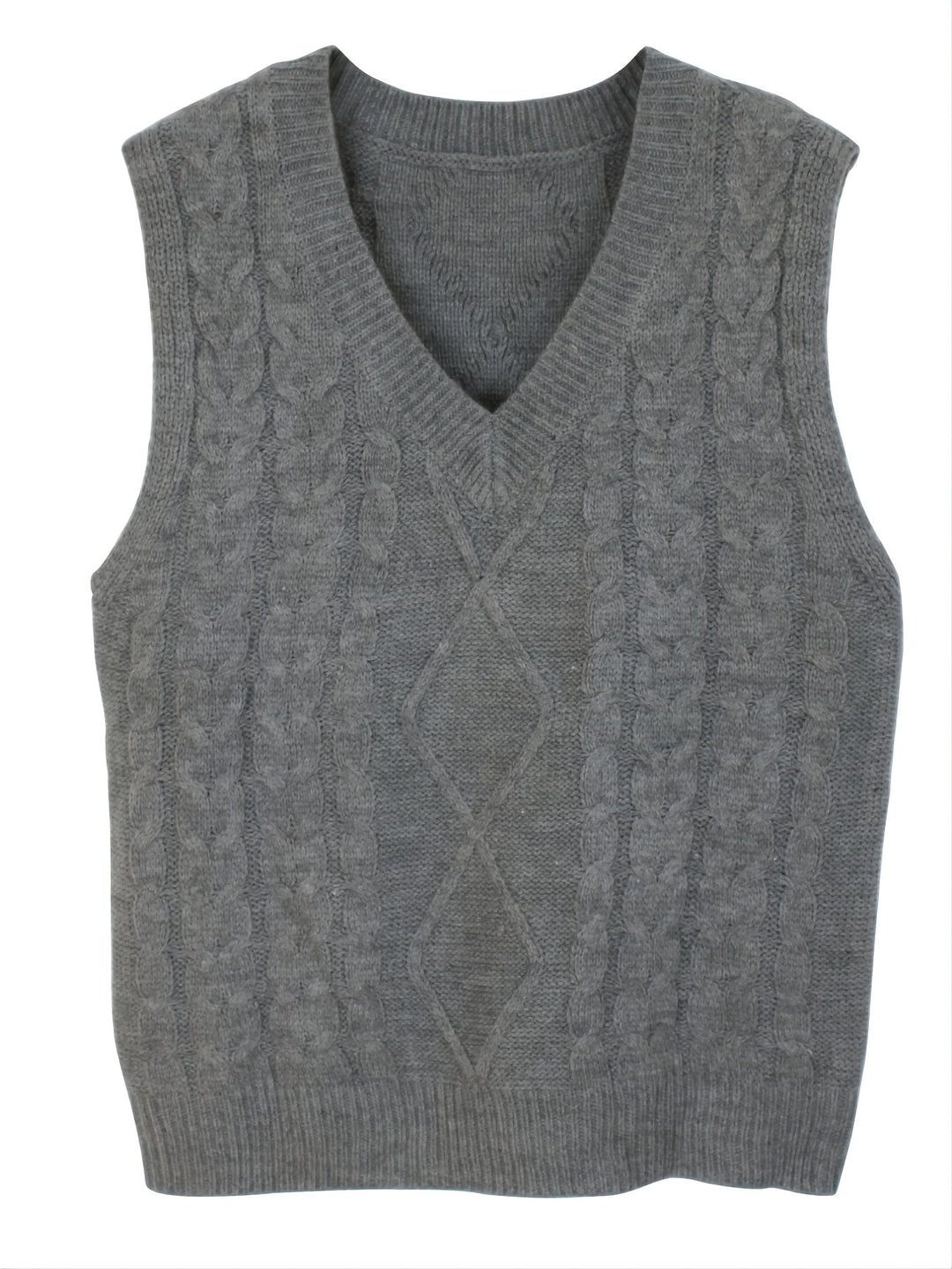 Cora | Gezellige Kabelgebreide V-Hals Sweater Vest