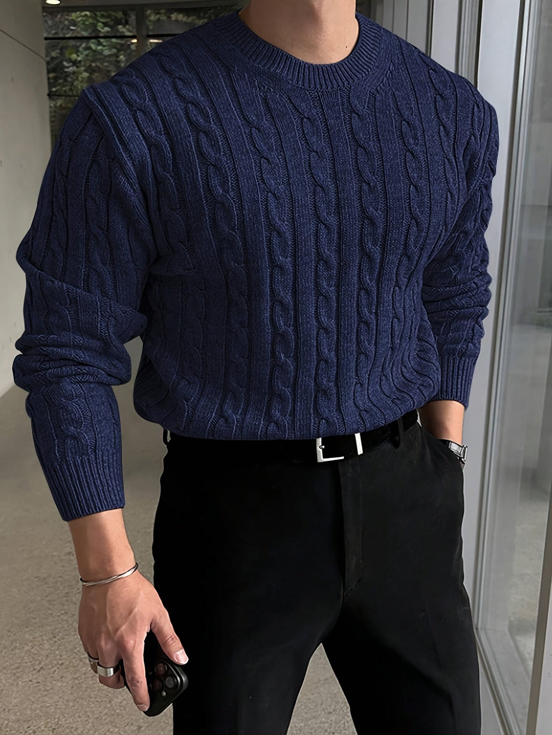 Jonas | Kabelgebreide Crew Neck Trui