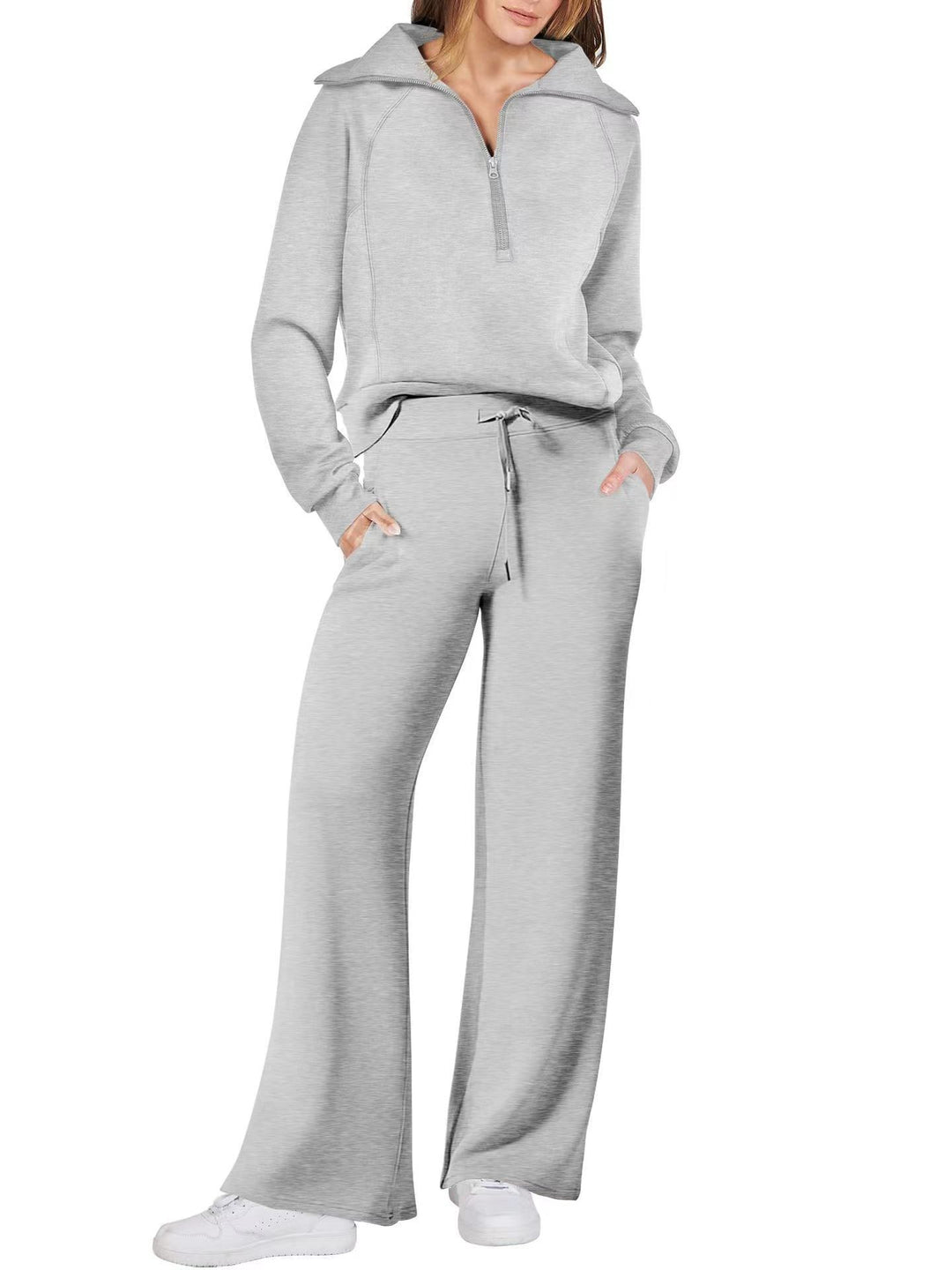 Sportieve tweedelige damesset in effen kleur voor herfst en winter