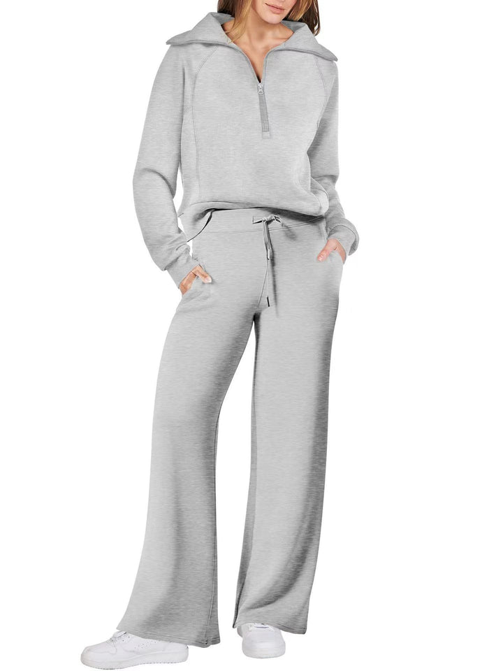Sportieve tweedelige damesset in effen kleur voor herfst en winter
