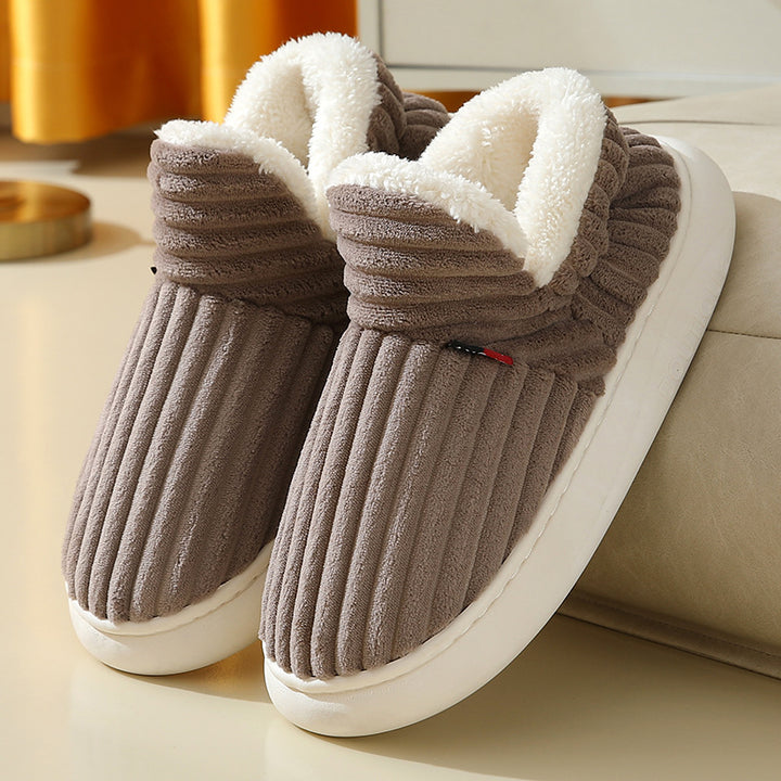 Warme pluche pantoffels met strepen, voor dames en heren