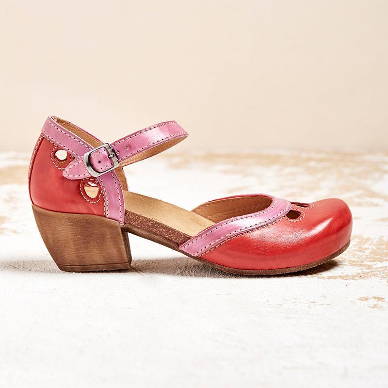 Felicity | Comfortabele Lage Hak T-Strap Sandalen