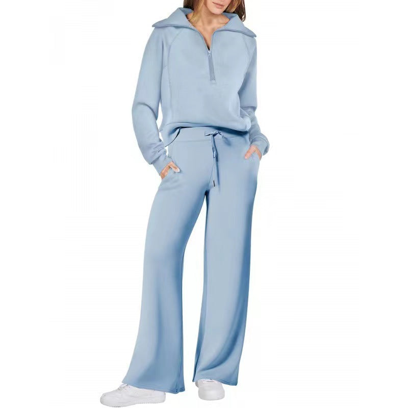 Sportieve tweedelige damesset in effen kleur voor herfst en winter