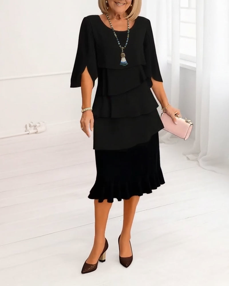 Patricia | Elegante Rimpeljurk met Middellange Mouwen