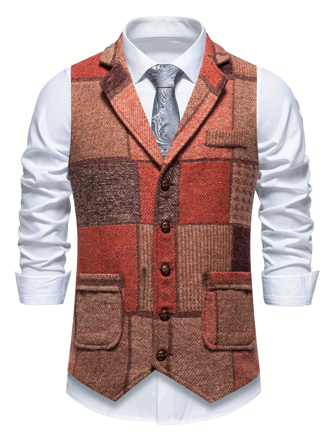 Trevor | Patchwork Vest met Visgraatpatroon