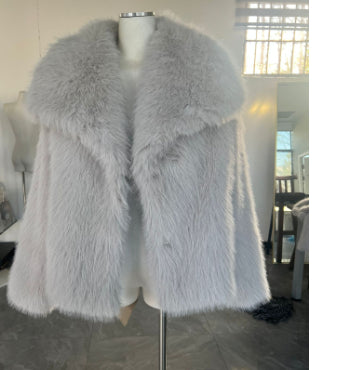 Korte teddyjas voor dames met revers, zacht en warm voor de winter