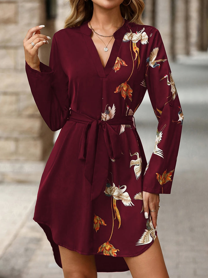 Gemma | Gekleed Print Hemdblouse Jurk