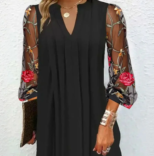 Camille | Elegante Bloemenmouw Jurk
