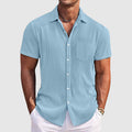 Maxwell | Textured Korte Mouwen Knop Shirt