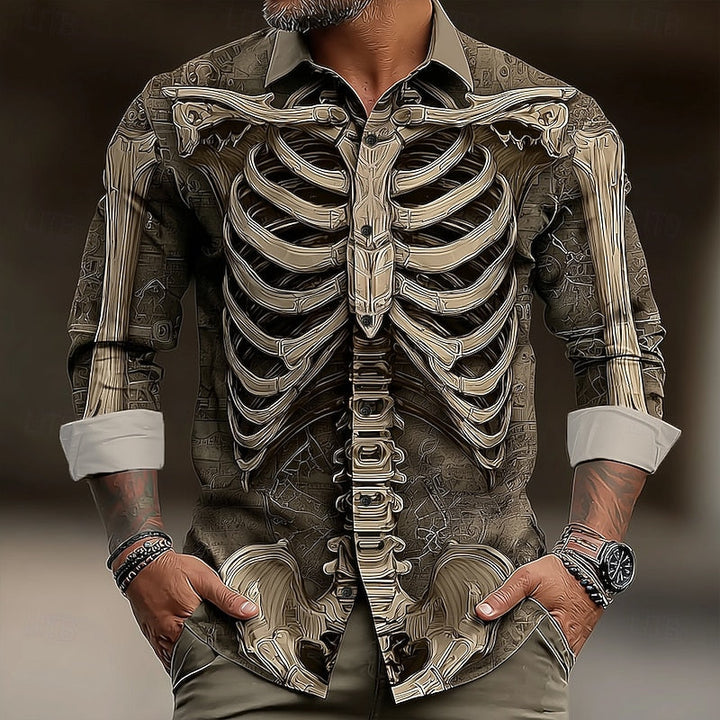 Ambrose | Halloween Skelet Overhemd met Knopen