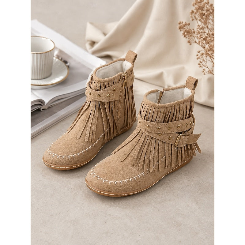 Susannah | Franje Moccasin Enkellaarsjes