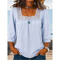 Fern | Blouse met Kantafwerking en Vierkante Hals